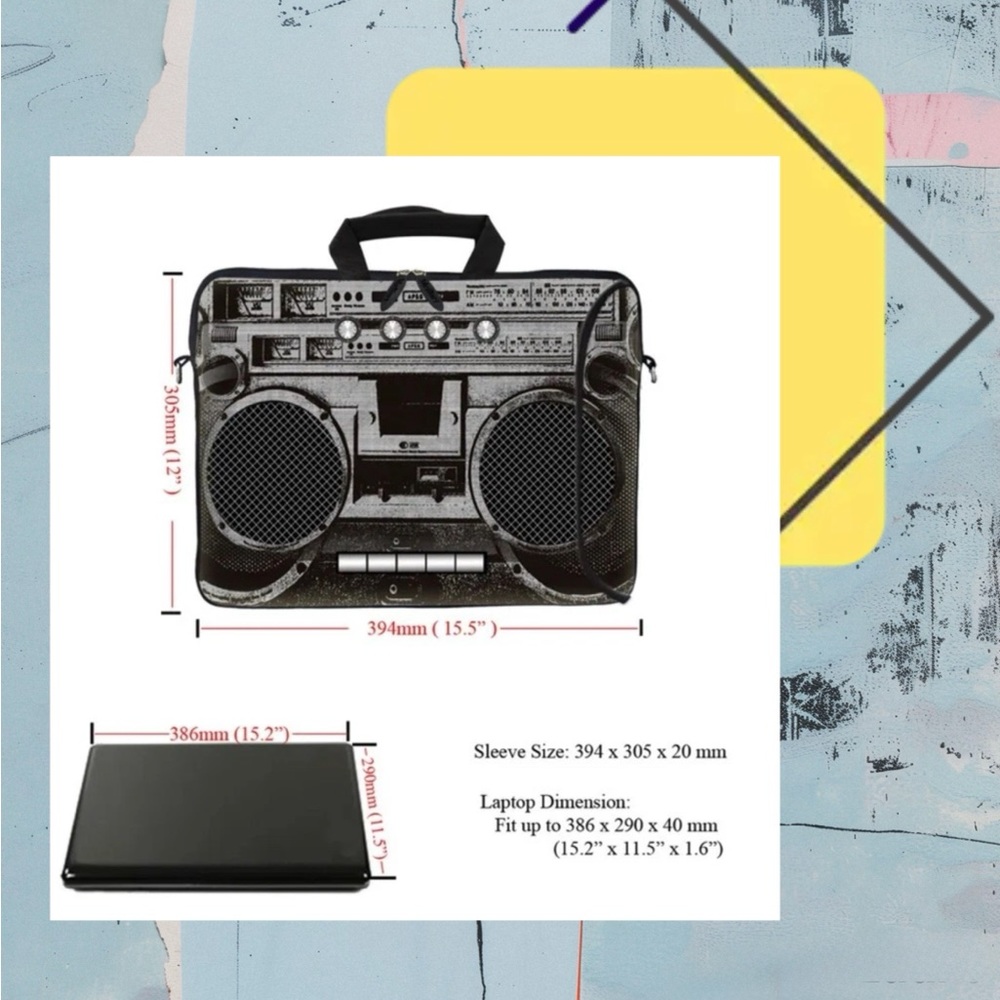 15.5” Retro Boombox Design Portable Audio Case